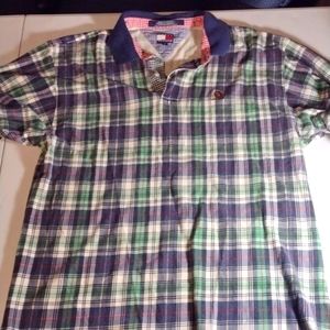 Tommy Hilfiger VTG plaid polo shirt, XL